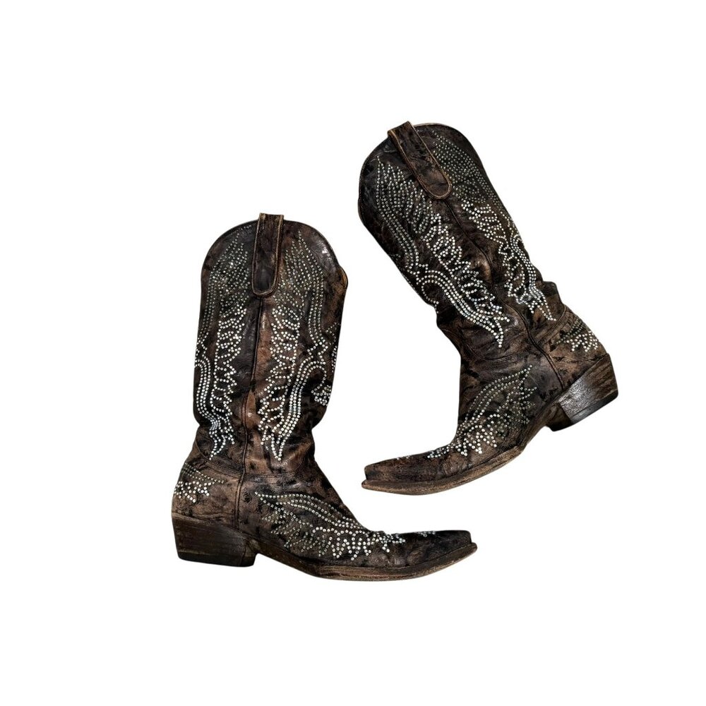 Size 8 Womens Old Gringo Eagle Swarovski Crystals Snip Toe Cowboy Cowgirl Boots - Picture 6 of 12